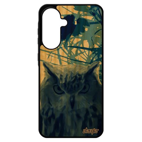 Coque Bois Silicone Pour Galaxy A56 5g Hibou Design Bleu Animal Animaux Feuilles Oiseau Personnalis¿ Dessin Nature Portable Noir Pour Samsung