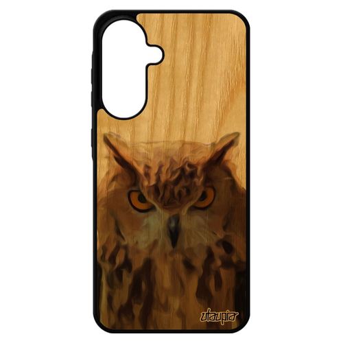 Coque Bois Antichoc Pour Samsung A56 5g Silicone Hibou Cover Marron Chouette Oiseau Animal Design Portable Souple Rigide De Pour Galaxy