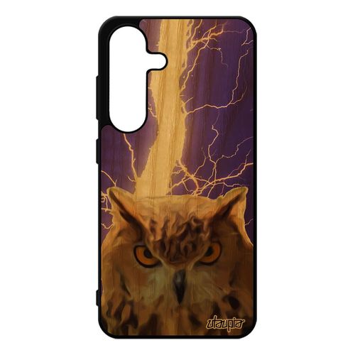 Coque Pour Pour Samsung Galaxy S25 En Bois Silicone Hibou Noir Original Eclair Peinture Violet Case Animal Chouette Personnalis¿ Design