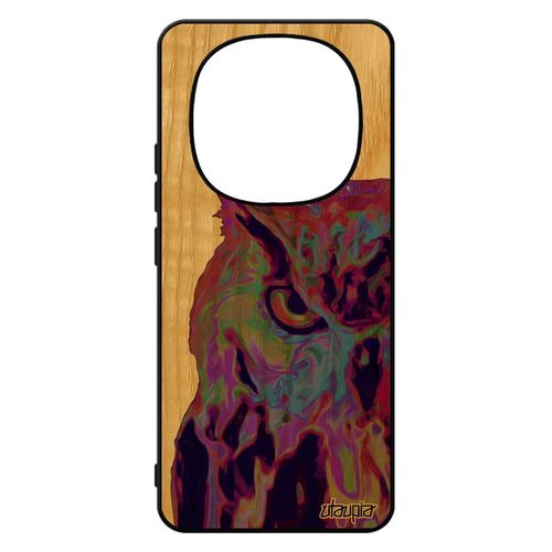 Coque Silicone Hibou 14 Pro+ Plus 5g /Redmi Note 14 Pro Bois Noir Animal Design Rigide Telephone Oiseau Jolie Originale Cover Pour Xiaomi