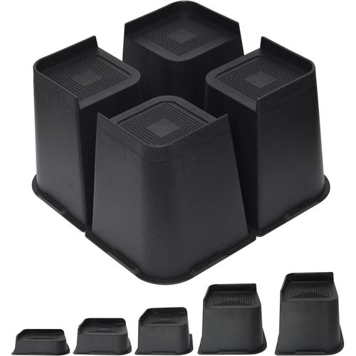 Rehausseur Pieds De Lit 5,1 Cm, 7,6 Cm, 10,2 Cm, 15,2 Cm Ou 20,3 Cm Élévateurs De Meubles Robustes, Jusqu'à 2721,6 Kg Design En Forme De L Blocs De Levage De Lit Pour Canapé Bureau[Jia5285041]