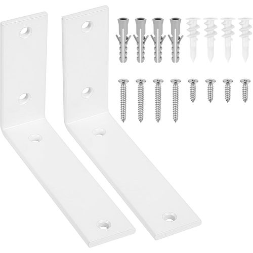 2 Pcs Equerre Etagere Murale Blanc, Equerre Charge Lourde, Équerre Étagère De Fixation Etagere Murale Invisible, Supports D'étagère Murale À 90 Degrés Metal Industrielle Pour Meubl[Jia5285224]