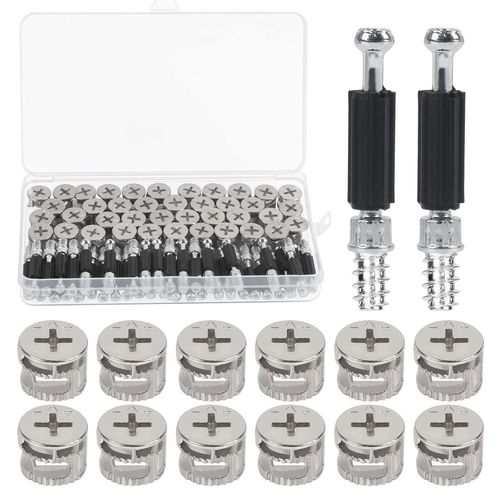 40 Set Raccords De Came Connexion De Panneaux D'Armoires De Meubles Connecteur Invisible De Meuble De Cuisine ¿Came Excentrique 14 Mm X 11 Mm Pour Meuble Table Armoires[JIA5285040]