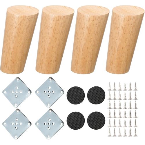 Pied Meuble 4 Pièces Pieds De Meubles En Bois Pieds De Canapé Conique Pieds En Bois Pour Meuble Sofa Fauteuil Lit Chaise (10cm Hauteur)[Jia5289853]