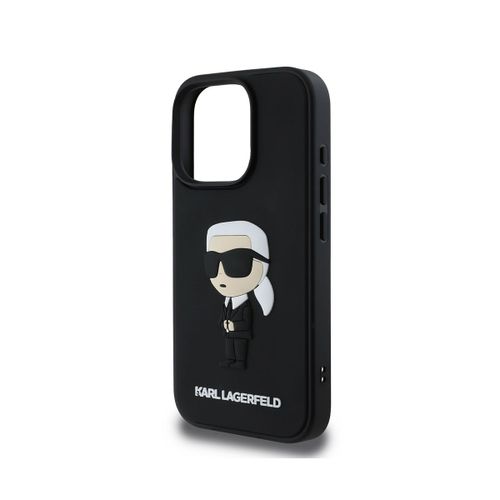 Coque Silicone Pour Iphone 16 Pro Rubber Ikonik 3d Antiderapant Karl Lagerfeld Noir