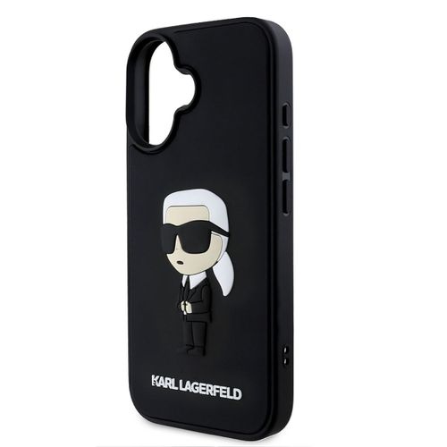 Coque Silicone Pour Iphone 16 Rubber Ikonik 3d Antiderapant Karl Lagerfeld Noir