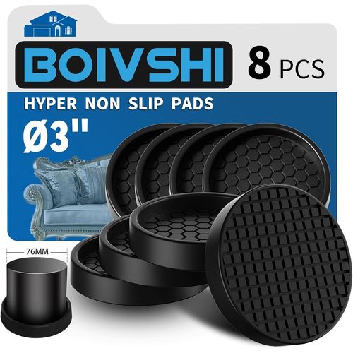 Ø 76Mm Pieds De Canapé Antidérapants¿Silicone Machine À Laver Meubles Sous-Verre¿Prévenir Les Rayures Et Les Dommages Au Sol¿8 Pcs Rond Noir[JIA5286711]