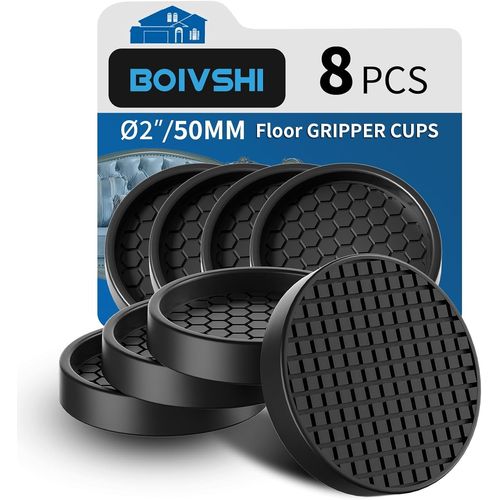 Ø 50Mm Pieds De Canapé Antidérapants¿Silicone Machine À Laver Meubles Sous-Verre¿Prévenir Les Rayures Et Les Dommages Au Sol¿8 Pcs Rond Noir[JIA5286710]