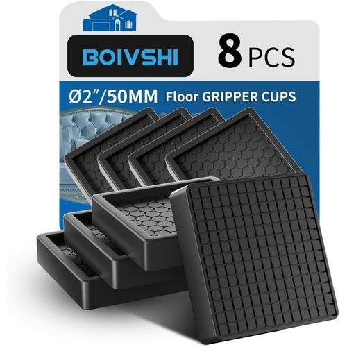 Ø 50Mm Pieds De Canapé Antidérapants¿Silicone Machine À Laver Meubles Sous-Verre¿Prévenir Les Rayures Et Les Dommages Au Sol¿8 Pcs Carré Noir[JIA5286707]