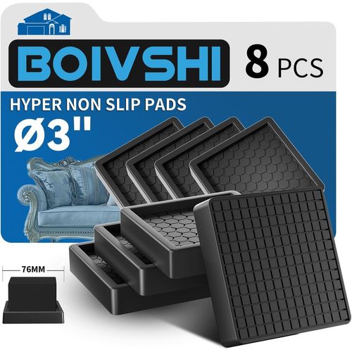 Ø 76Mm Pieds De Canapé Antidérapants¿Silicone Machine À Laver Meubles Sous-Verre¿Prévenir Les Rayures Et Les Dommages Au Sol¿8 Pcs Carré Noir[JIA5286708]
