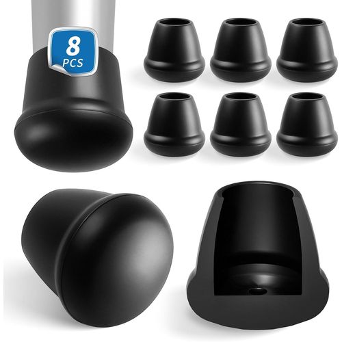 Protection Pied De Chaise, 8 Pièces Couvre-Jambes De Meuble En Silicone Noir, Petit Patin De Chaise Protections Tampon De Sol, Réduire Les Rayures, Fond Épaissi, Diamètre 16-19mm[Jia5286329]