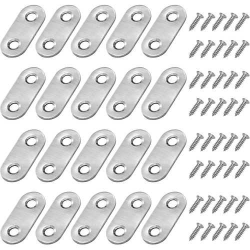 Equerre De Fixation Plats Droits Support En Droit Plat Metalliques Equerres Avec Vis Pour Bois Meubles Placard Réparation Support 36*16Mm Argent 20 Pièces[JIA5289564]