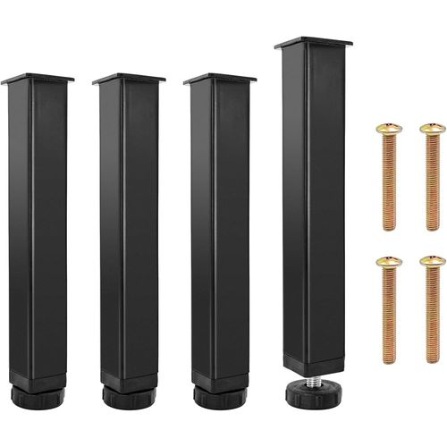 Ensemble De 4 Pieds De Lit Universel Pour Sommier À Lattes 20   22 Cm Réglable, Pieds Pour Lit Carré, Design Naturel, Pieds Pour Lit Récipient, Pieds Pour Meubles En Acier Noir[JIA5287162]