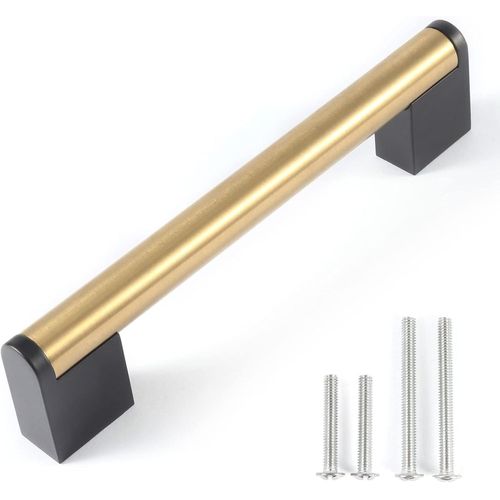 128mm Poignées Bâton De Porte Meuble 10 Pièces Poignées De Tiroir En Laiton Brossé Quincaillerie Moderne En Acier Inoxydable Pour Commode Penderie De Salle De Bains Base Noir Mat[Jia5287781]