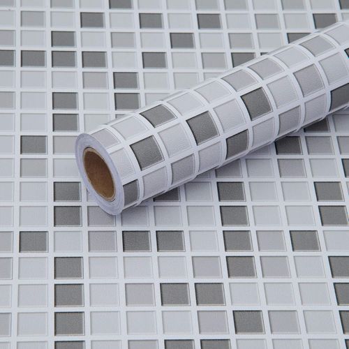 Mosaïque Adhésive Carrelage Imperméables Pour Salle De Bains Et Cuisine, Gris Rouleau Adhésif Pour Meuble, Carrelage Adhésif Mural, Amovible Papier Peint Adhésif Mural 40 X 500Cm[JIA5289385]