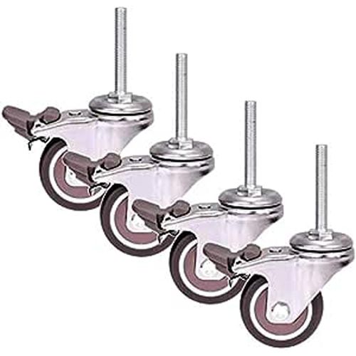 2 Pouces De 50 Mm Roues M8 X 50 Mm Fil Meubles Roulettes Silencieux Universel Pivotant Robuste En Caoutchouc Avec Frein For Chariot Lit Bébé Vin Panier 200kg - 4pcs (Vis)[Jia5289201]