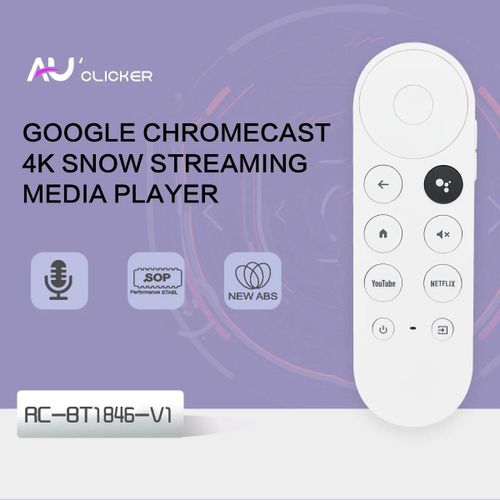 Nouvelle télécommande universelle Compatible avec Google Chromecast 4k, télécommande vocale de neige pour G9N9N/GA01409-US/GA01919-US/GA01920 RC-BT1846-V1