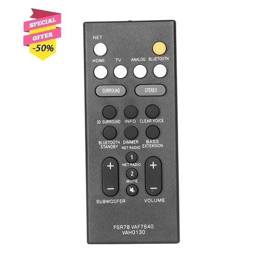 Fsr78 Vaf7640 Vah0130 Télécommande Pour Yamaha Soundbar Ats-1060 Ats-1070 Ats-2070 Yas-107 Yas-207 Yas-Cu207 Ns-Wsw42 Bar-400 Fsr78