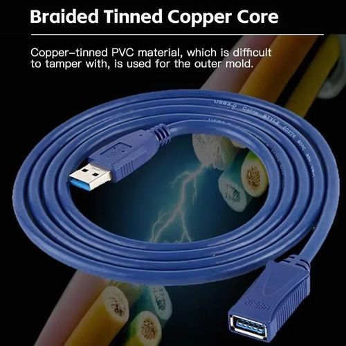 ZLRLMHY-Câble d'extension USB 3.0 mâle vers femelle M/F, adaptateur de transfert de données super rapide, charge, connexion de disque dur 1.8m Black