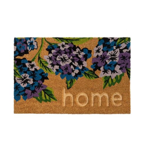Paillasson Home  Fleurs Violettes Et Parme  60 X 40 Cm