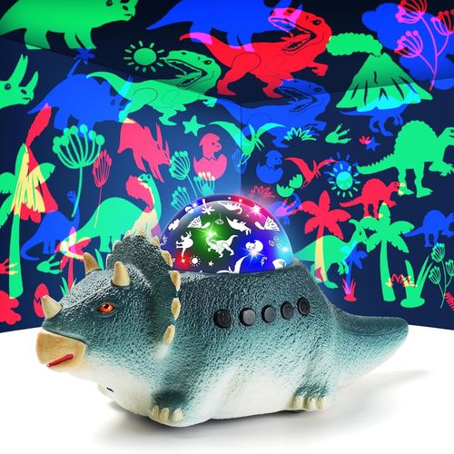 ChenQuanSarl-Veilleuse Dinosaure Projecteur Lampe Dinosaure Peut Ramper Avec 12 Types De Bruit Blanc, Lampe De Projection 360° Rotation, Jouet Dinosaure Pour 3-10 Ans Garcon Cadeau Noel (Bleu)