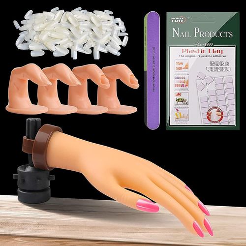 Ytseazn-Main Dentrainement Manucure,Main De Pratique Des Faux Ongles,Formation Des Ongles Des Mains Faux Ongles Pratique À La Main Nail Art Mains Et Doigts D'entraînement Avec Limes À Ongles 