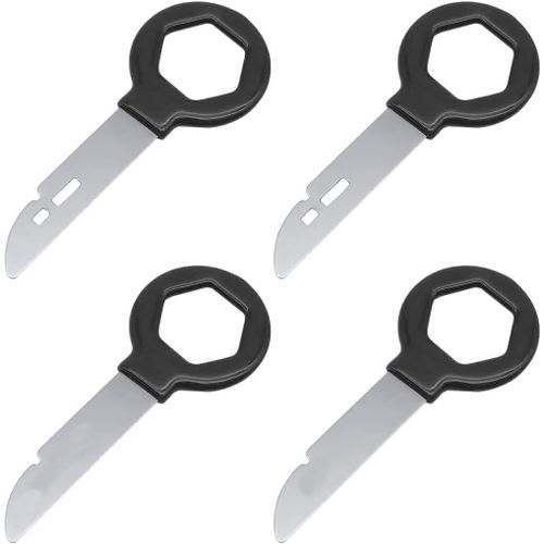 Ytseazn-4 Pcs Clé Extraction Autoradio Outils De Démontage Autoradio Clés Extraction Stéréo Voiture Conception Ergonomique En Acier Inoxydable Solide