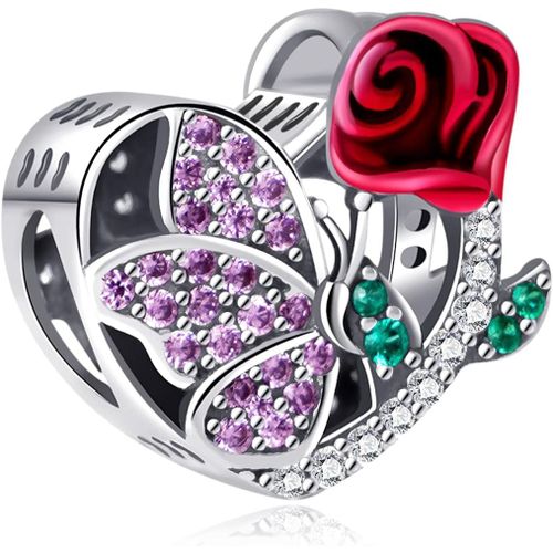 Ytseazn-Charm Fleurs Primaires De Argent Sterling 925 Femmes Perles Charm Avec Zircone Compatible Pour Européen Bracelets