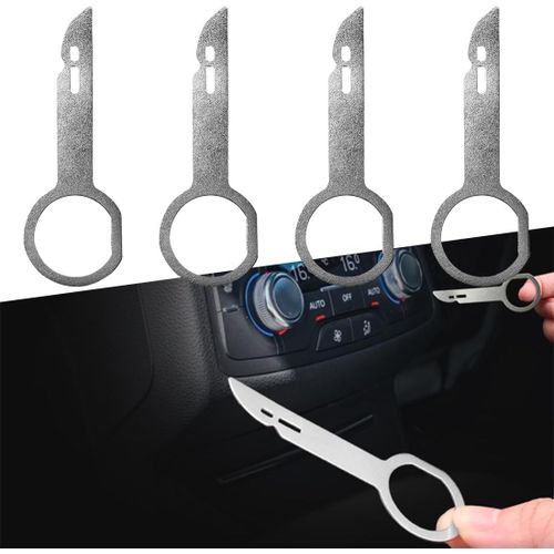 Ytseazn-4 Pcs Clé Extraction Autoradio,Cle Extraction Autoradio,Outils De Démontage Autoradio,Clés Extraction Stéréo Voiture,Conception Ergonomique,En Acier Inoxydable Solide (Noir)