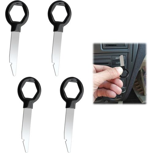 Ytseazn-4 Pcs Clé Extraction Autoradio Universelles,Outils De Démontage Autoradio En Acier Inoxydable Compatible Avec Vw,Seat,Skoda Pour Systèmes Stéréo 2 Din,Durabilité Et Ergonomie Professionnelle