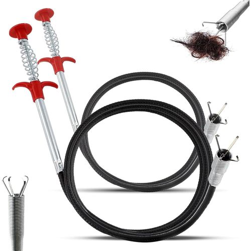 ytseazn-Lot De 2 Deboucheur Canalisation,0.9M/2M Deboucheur Evier Professionnel,Flexible Déboucheur Canalisation,Réutilisable Pour Plomberie,Deboucheur,Douche