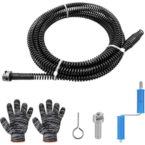 ytseazn-Furet Deboucheur Canalisation,5 M X Ø 10 Mm Spirale De Nettoyage De Canalisation Avec Adaptateurs Électriques Et Manuels,Arbre De Nettoyage De Canalisations Multifonction Pour Wc Toilette