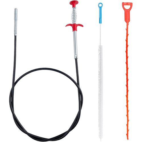 ytseazn-Fousenuk Lot De 3 Deboucheur Canalisation,Furet Deboucheur Evier Professionnel,Plomberie Wc,Kit Debouchage Cheveux Douche Pince À Griffes Flexible Pour Travailler Dans Les Espaces Étroits