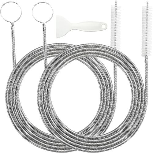 ytseazn-Lot De 2 Furet Deboucheur Canalisation,155Cm Goupillon Pour Réfrigérateur Avec 2 Grattoir Pour Dégivrage,Deboucheur Evier Pliable,Furet Deboucheur De Tuyau Étroite Pour Lavabo