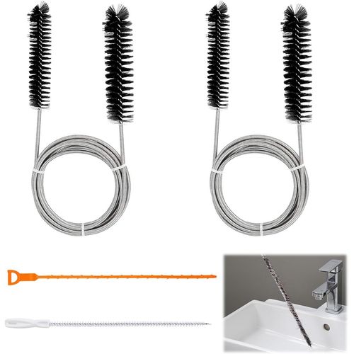 ytseazn-4 Pcs Brosse Canalisation,2 Brosse De Nettoyage Flexible 200Cm + 1 Outil De Nettoyage De Tuyau 52Cm + 1 Goupillon Canalisation 60Cm Pour Nettoyage Canalisation Et Deboucher Une Canalisation