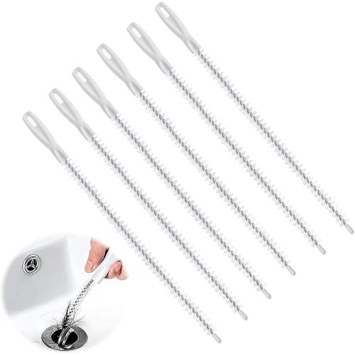 ytseazn-6Pcs Brosse De Débouchage De Canalisation,45Cm Brosse De Nettoyage De Drain D'Égout,Drain Cleaner,Anti Cheveux Baignoire,Outil Parfaitpour Le Débouchage De La Salle De Bain Et De La Cuisine