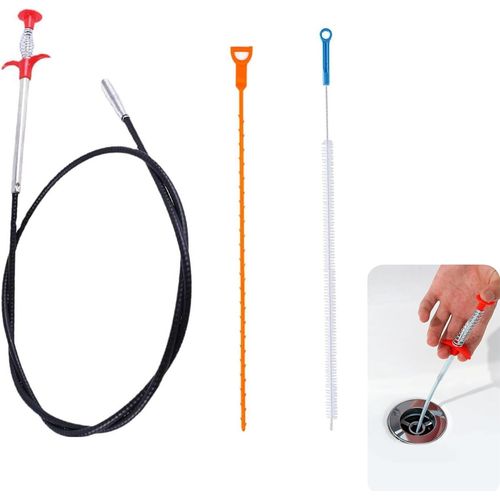 ytseazn-Pince À Griffes Flexible,Furet Deboucheur Evier Canalisation Professionnel,Lot De 3 Kit Debouchage Cheveux Douche,Pour Évier De Cuisine,Salle De Bain,Toilettes,Travailler Dans Espaces Étroits