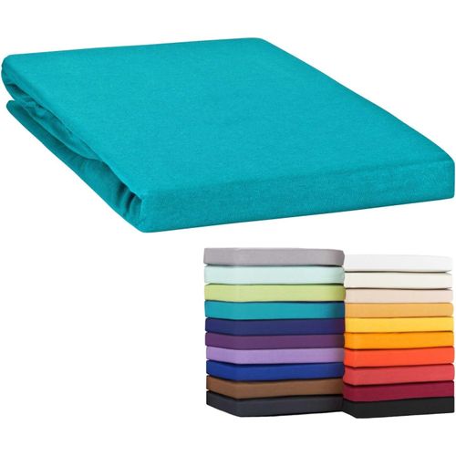 - Drap-Housse Classique Pour Surmatelas 140 X 200 ¿ 160 X 220 Cm En Jersey 100 % Coton (Pétrole).