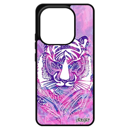 Coque En Silicone Pour Redmi Note 14 4g Europe Tigre Design Jungle Tribal Ethnique Dessin Animaux Plume Violet 4g Femme Fille Pour Xiaomi