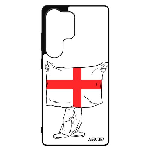 Coque Pour Samsung S25 Ultra Silicone Drapeau Angleterre Anglais Original Uk Grande Bretagne Football Sm-S938b/Ds Noir Rugby Euro Pour Galaxy
