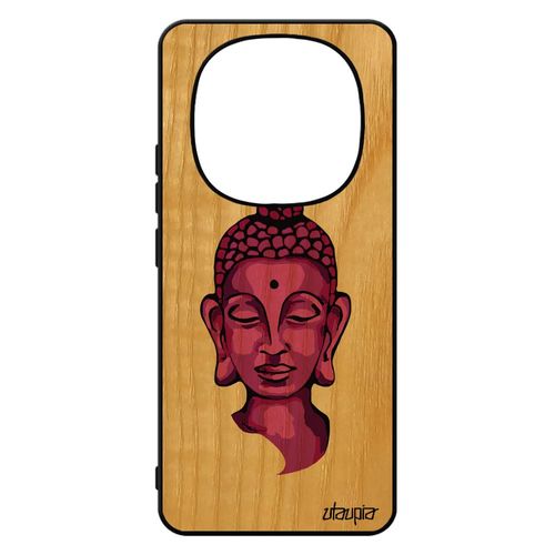 Coque En Bois Antichoc Redmi Note 14 Pro/14 Pro+ Plus 5g Silicone Bouddha Tibet Telephone Pas Cher Bouddhisme Portrait Yoga Pour Xiaomi