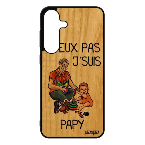 Coque Pour Samsung Galaxy S25+ Plus En Bois Silicone J'peux Pas J'suis Papy Bande Dessin¿E Comique Humour Grand Pere Bumper Housse Je De