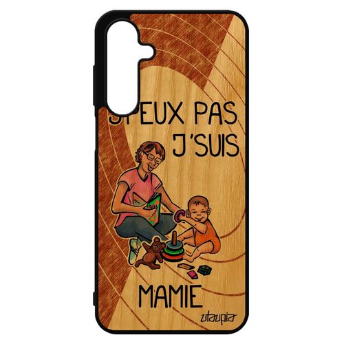 Coque Pour Galaxy A16 4g 5g En Bois Silicone J'peux Pas J'suis Mamie Enfant Marron Portable Bd Cadeau Fete Des Grands Meres Texte Pour Samsung