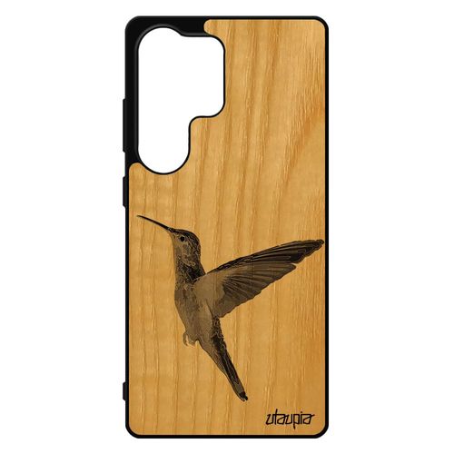 Coque Bois S25 Ultra Silicone Colibri Design Oiseau Case Nature Dessin Plumes Personnalis¿ Sm-S938e Gris Ecolo Animal Pour Samsung Galaxy