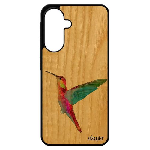 Coque Vrai Bois Colibri Pour Galaxy A56 5g Silicone 4g Housse Animal Orange Antichoc Oiseau Petit Ecologie Plumes Animaux De Pour Samsung