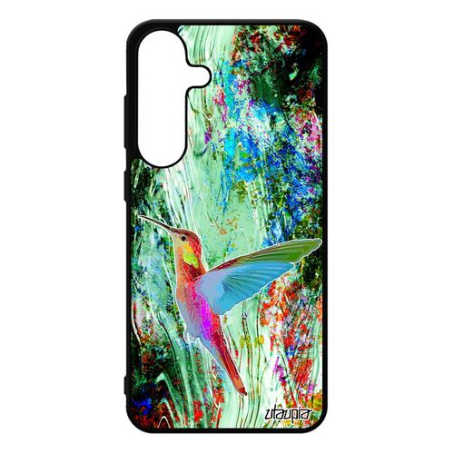Coque Pour Samsung S25+ Plus Silicone Colibri Cover Tpu Animal Plumes Ecologie Vert Animaux Noir Case Nature Oiseau Design Mobile Pour Galaxy