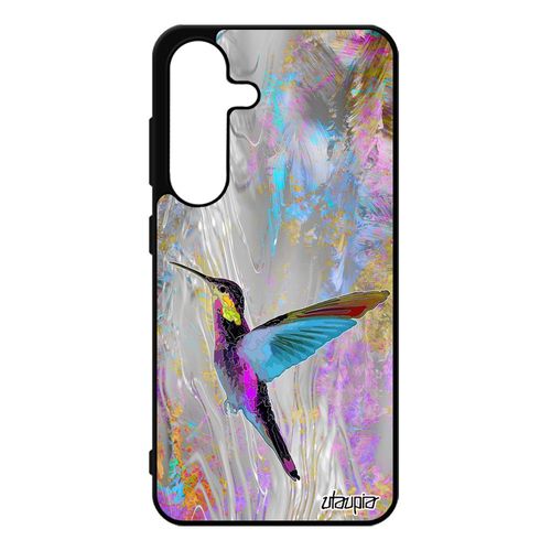 Coque Pour S25 Silicone Colibri Animal Gel Nature Floral Housse Motif Mobile Animaux Fleurs Plumes Violet Design Case Pour Samsung Galaxy