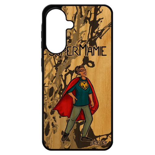 Coque A56 5g En Vrai Bois Silicone Super Mamie Humour Bebe Drole Cover Dessin Grand Mere Mamy Texte Heros 4g Famille Pour Samsung Galaxy