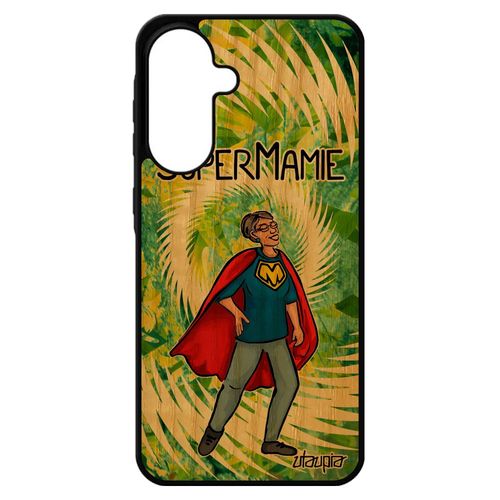 Coque Pour Galaxy A56 5g Bois Silicone Super Mamie Texte Noir Grand Mere Bd Naissance Fille Mamy Humour Comics Drole Mobile Pour Samsung