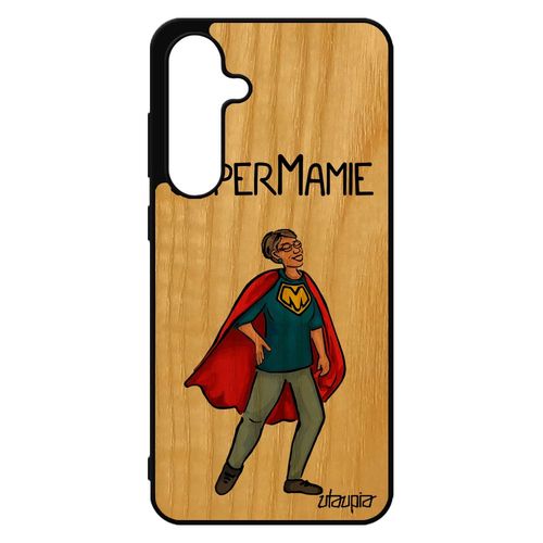 Coque Pour Galaxy S24 Fe Bois Silicone Super Mamie Drole Mobile Comics Portable Mamy Grand Mere Humour Caoutchouc Cover De Pour Samsung